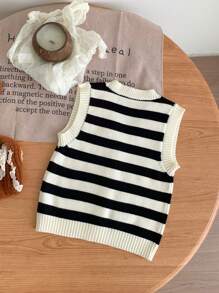 Spring/Summer New Arrival, Baby Boys' Cardigan Sweater, Baby Sweater Vest, Striped Baby Sweater Vest, Baby Vest, Knit Baby Vest, Baby Cardigan - Multicolor - View 2