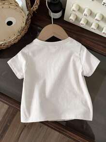 Camiseta informal para bebé niño, sencilla, divertida y linda. - Blanco - Ver 2