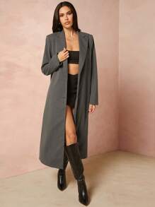 Hauture Abrigo de botones con solapa y abertura trasera