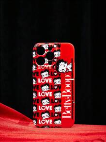 Betty Boop | ROMWE 1 carcasă roșie pentru telefon cu personaj de desene animate și litere imprimate - Multicolor - Vizualizare 1