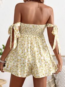 SHEIN Maternity Off-Shoulder City Vacation Romper - Yellow - View 2