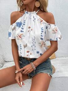 SHEIN Clasi Camisa elegante y con estilo para mujer con cuello fruncido