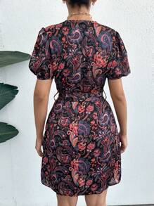 EURMUSE 波希米亞印花雙排釦裝連身裙 - 彩色 - 查看 5