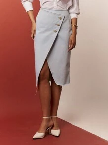 女性牛仔裙 - 藍色 - 查看 3