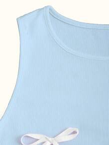 SHEIN Unity Women's Sleeveless Top With Bow Decoration - Blue - View 4