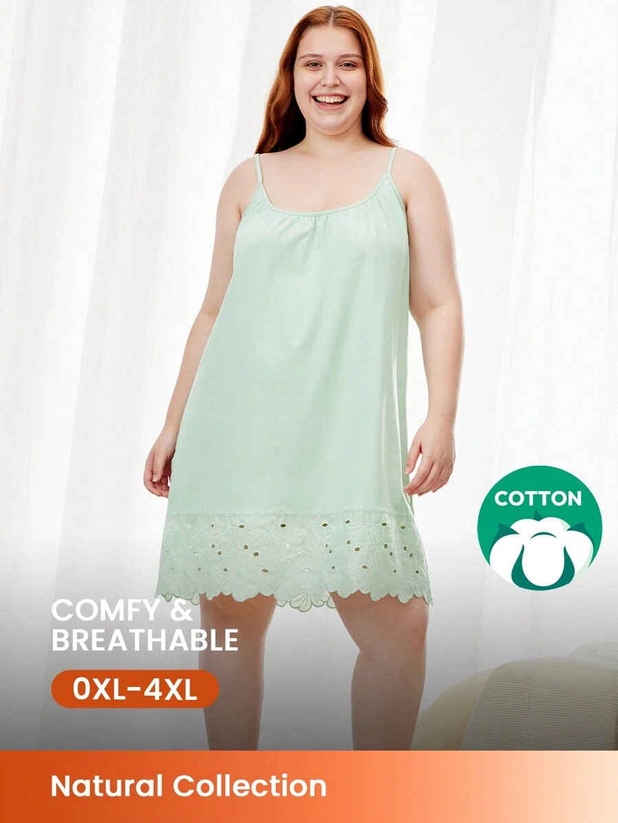 LUVLETTE 女士加大婚礼必备柔软棉质刺绣性感睡裙内衣内衣外套透气吊带裙娃娃装和睡衣