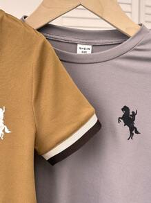 SHEIN Ensemble de t-shirts Young Boy UA de couleur unie en pack multi