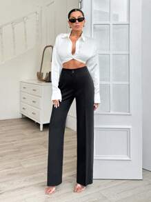 EURMUSE WOMEN BOTTOM BLACK CLASSIC PANT - Black - View 5