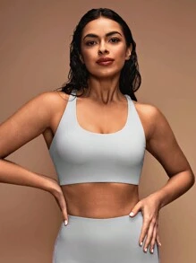SHEIN Unity Women's Crisscross Back Sports Bra - Grey - View 2