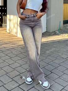 NVFelix 2025 Nowe damskie letnie jeansy Outdoor Casual z wysokim stanem i prostymi nogawkami Shadow