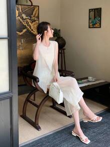 EastFlair 女士简约日常两件套薄纱套装