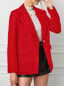 EURMUSE 西裝領單釦西裝外套 - 紅色 - 查看 6