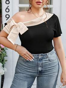 Celure Áo thun tay ngắn cổ bẻ thiết kế hình bướm thanh lịch cỡ lớn cho mùa hè - Nhiều màu - Xem 5