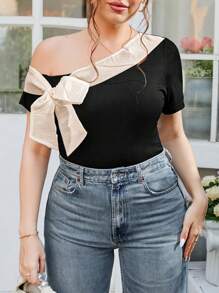 Celure Áo thun tay ngắn cổ bẻ thiết kế hình bướm thanh lịch cỡ lớn cho mùa hè - Nhiều màu - Xem 7