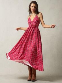 Bohemela Vacation Spaghetti Strap Backless Women's Slip Dress - Multicolor - View 4