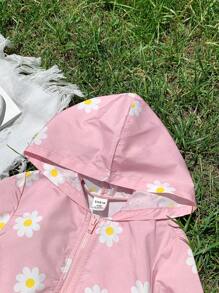 SHEIN Chaqueta informal con capucha para bebé niña con diseña de flores - Rosa - Ver 3
