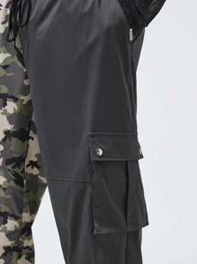 Manfinity VCAY Manfinity NXTstreet Nam Plus Size Quần ống rộng dệt chắp vá thông thường, phù hợp cho mọi mùa - Nhiều màu - Xem 6