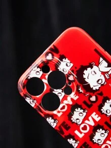 Betty Boop | ROMWE 1 carcasă roșie pentru telefon cu personaj de desene animate și litere imprimate - Multicolor - Vizualizare 5
