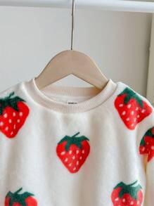 SHEIN Baby Girl Casual Cute Fuzzy Cartoon Printed Long Sleeve Sweatshirt For Fall/Winter