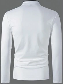 Manfinity Homme Camisa de polo de manga larga y con letras impresas para hombre, ideal para uso casual diario en primavera/verano