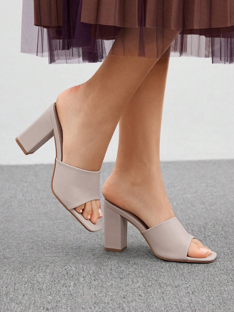 CUCCOO BIZCHIC Women Solid Color High Heel Sandals, Suitable For Daily Wear Elegant Basics Business Casual Business Chic Spring Shoes Spring Break Easter - Beige - View 1