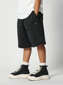 SUMWON Tween Girls Carpenter Short - Black - View 2