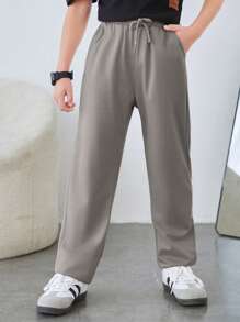 SHEIN Bequeme Wide-Leg Hose mit elastischem Bund Einfarbig für Tween-Jungen