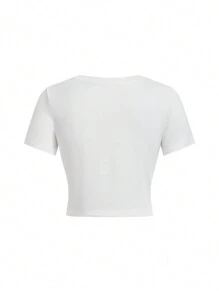 SHEIN Sports Conjunto deportivo de 3 piezas en blanco con camiseta de manga corta + camiseta de tirantes sin mangas negra + leggings - Blanco y Negro - Ver 7