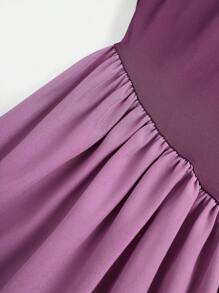 Solid Color Square Neckline Sleeveless Summer Dress For Teen Girls - Purple - View 4