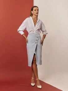 女性牛仔裙 - 藍色 - 查看 8