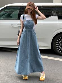 DAZY 女性時尚純色牛仔連身裙