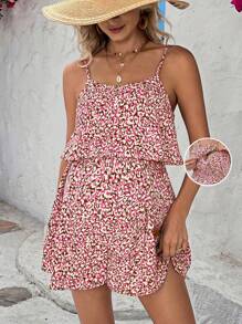 SHEIN Quần áo cho con bú in hình kỳ nghỉ thông thường Tank Top - Màu Hồng Tươi - Xem 1