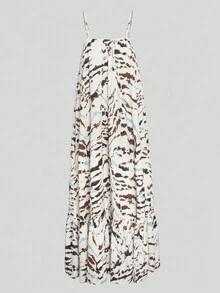 新款女裝時尚休閒假日細肩帶印花撞色連衣裙 - 彩色 - 查看 5