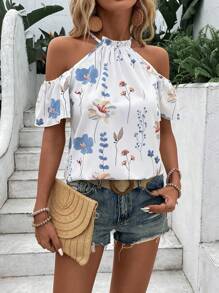 SHEIN Clasi Camisa elegante y con estilo para mujer con cuello fruncido