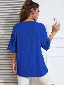 INAWLY 女士夏季圓領寬鬆放肩袖休閒T恤，純色款式