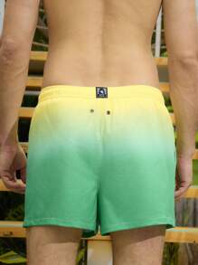 Surfspeed Men's Vacation Letter Printed Gradient Drawstring Wide-Leg Beach Shorts - Green - View 2