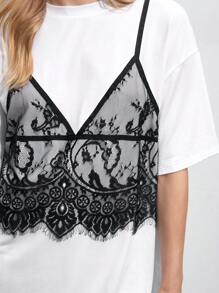 Maija Unabhängigkeitstag Juli Outfit: Ärmelloses Chiffon Splice verziertes Top und schwarzer sexy Mini Rock 2-teiliges Set, geeignet für Sommerurlaub und Reisen