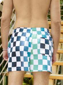 Surfspeed Quần short đi biển in hình kẻ caro có dây rút eo rộng rãi cho kỳ nghỉ - màu xanh lá - Xem 2
