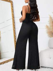 Mono de pierna ancha para mujer, sexy y vintage para verano, con cinturón metálico en la cintura y cintura fruncida