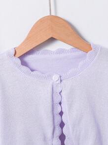 SHEIN Vintaside Kids Tween Girl Fashionable Simple Knit Shawl Cardigan (Outerwear) - Mauve Purple - View 5