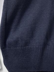 SHEIN Cottnline Men Solid Sweater Vest Without Shirt - Blue - View 5