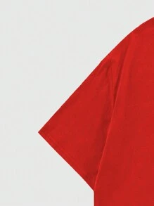 ROMWE MEN Goth Bộ 2 chiếc áo thun ngắn tay và quần đùi in hình anime Nhật Bản dành cho nam, thích hợp để mặc hàng ngày vào mùa xuân/hè - Đỏ - Xem 4