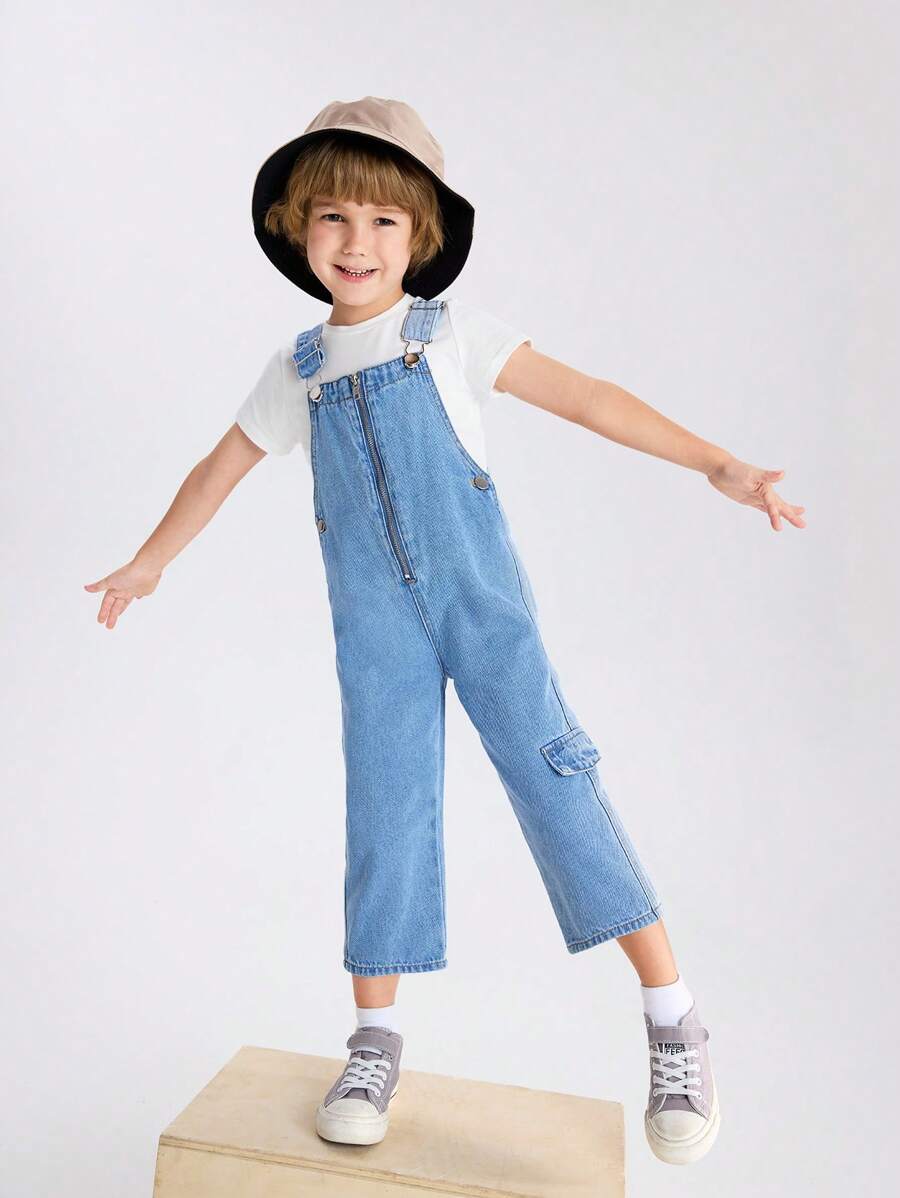 Young Boy Casual Denim Jumpsuit Overalls