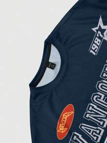 ROMWE MEN Street Life Herren 23 Nummer Icon Muster Kurzarm Sport Fußball Trikot Stil T-Shirt, Straßen Vintage Stil, Schule