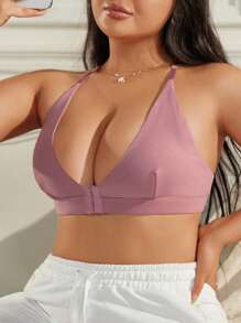 Sujetador sencillo y sin cables de unicolor para mujer de talla grande, ideal para uso diario