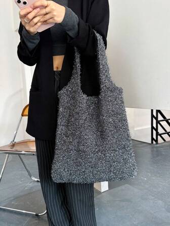 ENBEI 轻巧、便携、时尚、简约闪光细节钩针包闪光针织晚宴包女士闪亮手提包奢华女士手提包女士手拿包派对婚礼新娘伴娘包舞会优雅女士适合少女、女大学生、工作、商务、通勤、母亲节礼物、送给妈妈的礼物，