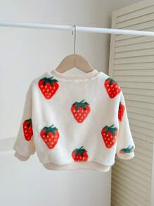 SHEIN Baby Girl Casual Cute Fuzzy Cartoon Printed Long Sleeve Sweatshirt For Fall/Winter