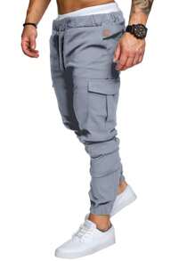 Manfinity Homme Men's Drawstring Pocket Design Casual Daily Wear Pants - Light Grey - View 4