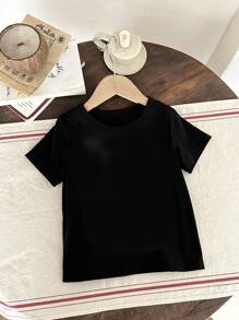 SHEIN ModeFlare Wear Baby Boy Casual Simple Cartoon Bedrukt Topje met Korte Mouwen, Geschikt Voor De Zomer