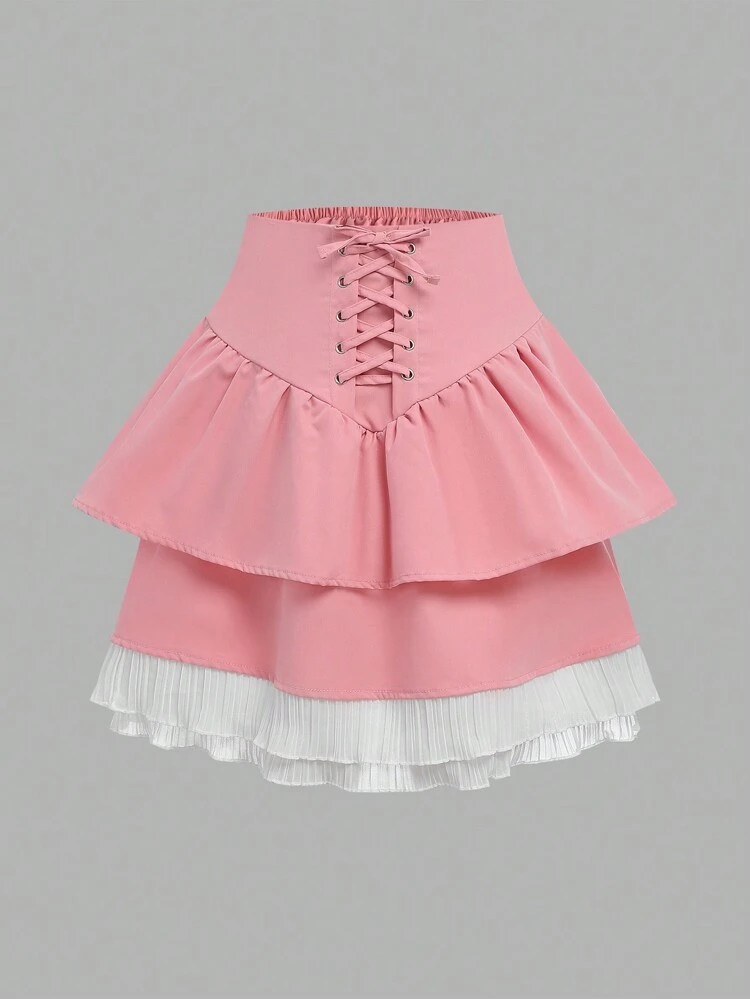 Tween Girl Fashion Short Sleeve Top And Skirt Set